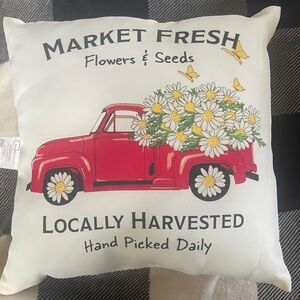 Floral Truck Decorative Pillow